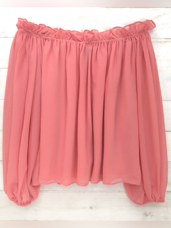 INC International Concepts Tops - INC International Concepts Sheer Off The Shoulder Blouse • Sz L • Coral Pink EUC